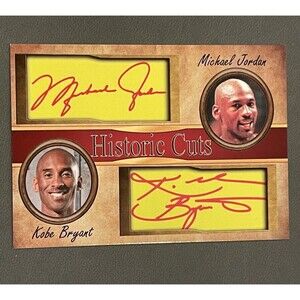 Michael Jordan Kobe Bryant Historic Cuts Auto Fascimile Dual Basketball Card